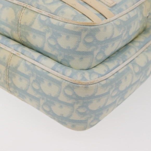 Christian Dior Trotter Canvas Shoulder Bag PVC Light Blue Silver Auth ep14342