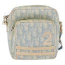 Christian Dior Trotter Canvas Shoulder Bag PVC Light Blue Silver Auth ep14342-13