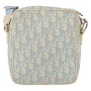 Christian Dior Trotter Canvas Shoulder Bag PVC Light Blue Silver Auth ep14342-2