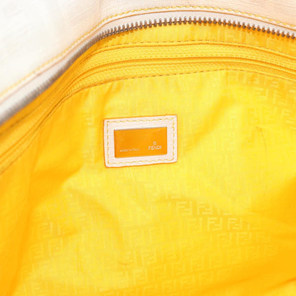 FENDI Zucca Canvas Tote Bag PVC White Gold Auth ep14348A