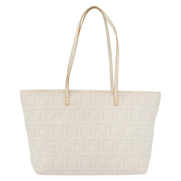 FENDI Zucca Canvas Tote Bag PVC White Gold Auth ep14348A - 0