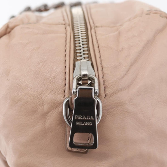 PRADA Chain Shoulder Bag Leather Pink Silver Auth ep14352A
