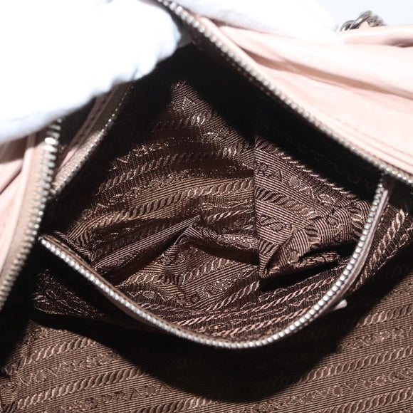 PRADA Chain Shoulder Bag Leather Pink Silver Auth ep14352A