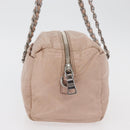PRADA Chain Shoulder Bag Leather Pink Silver Auth ep14352A-4