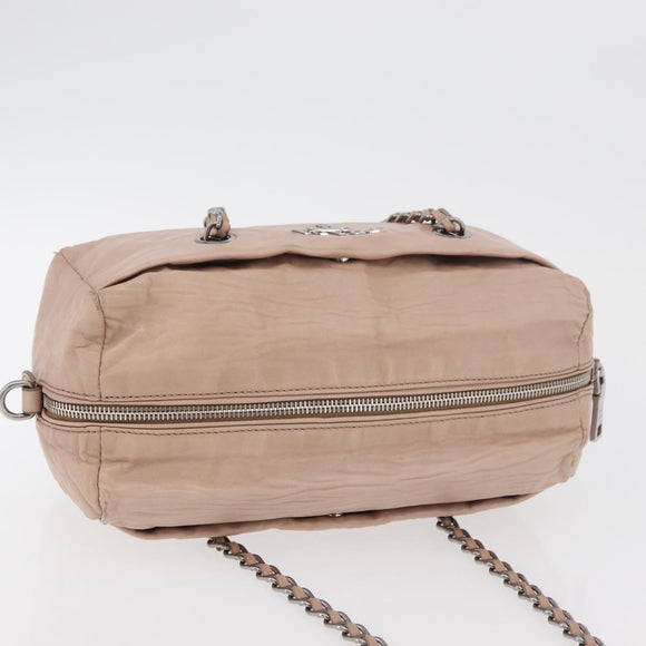 PRADA Chain Shoulder Bag Leather Pink Silver Auth ep14352A