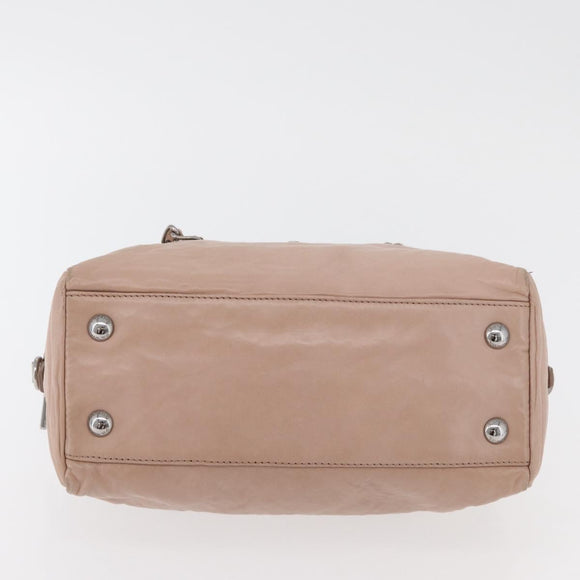 PRADA Chain Shoulder Bag Leather Pink Silver Auth ep14352A