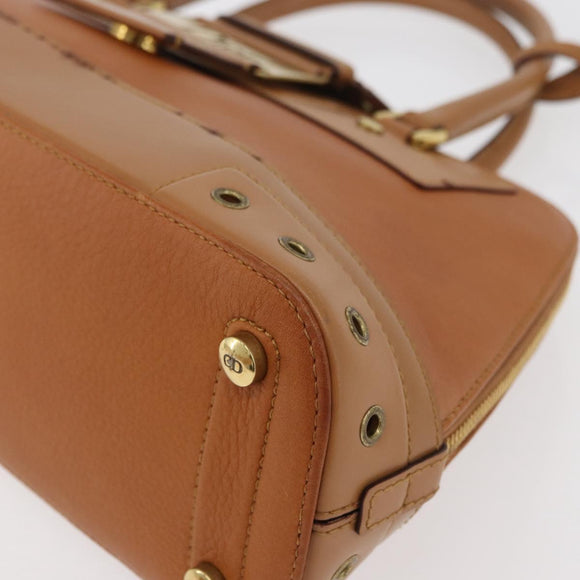 Christian Dior Street Chic Hand Bag Leather Brown Gold Auth ep14353A