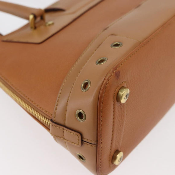 Christian Dior Street Chic Hand Bag Leather Brown Gold Auth ep14353A