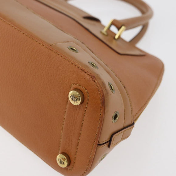 Christian Dior Street Chic Hand Bag Leather Brown Gold Auth ep14353A