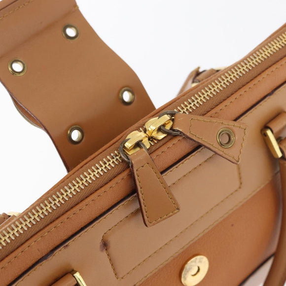 Christian Dior Street Chic Hand Bag Leather Brown Gold Auth ep14353A