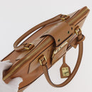 Christian Dior Street Chic Hand Bag Leather Brown Gold Auth ep14353A-6
