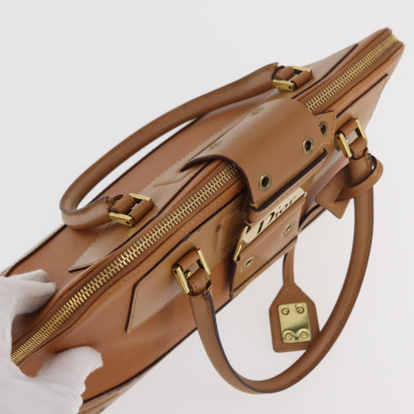 Christian Dior Street Chic Hand Bag Leather Brown Gold Auth ep14353A