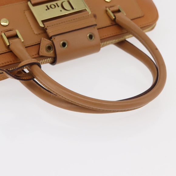 Christian Dior Street Chic Hand Bag Leather Brown Gold Auth ep14353A