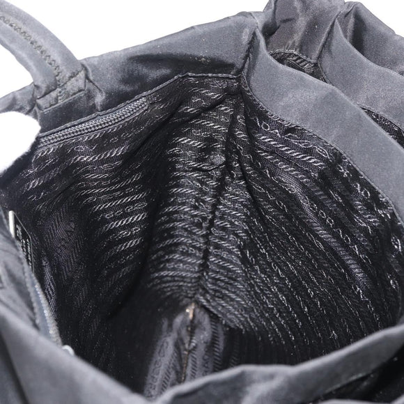 PRADA Tote Bag Nylon Black Silver Auth ep14354A