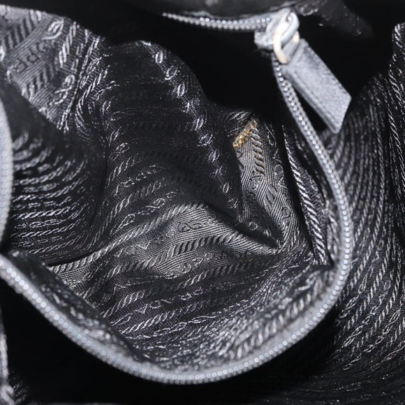 PRADA Tote Bag Nylon Black Silver Auth ep14354A