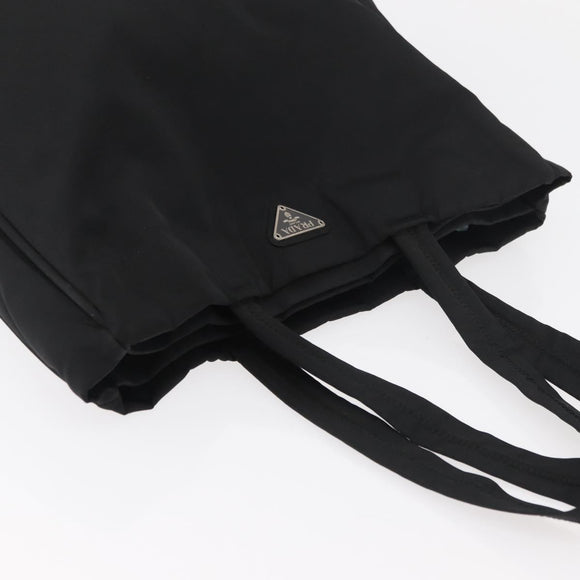 PRADA Tote Bag Nylon Black Silver Auth ep14354A