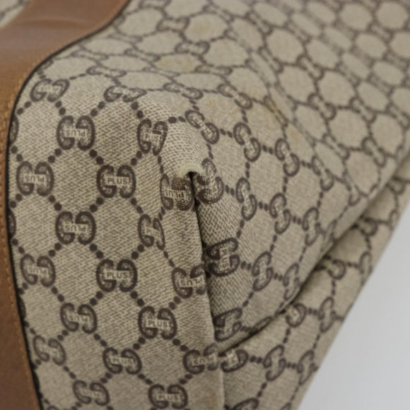 GUCCI GG Plus Supreme Web Sherry Line Tote Bag PVC Beige Gold Auth ep14358