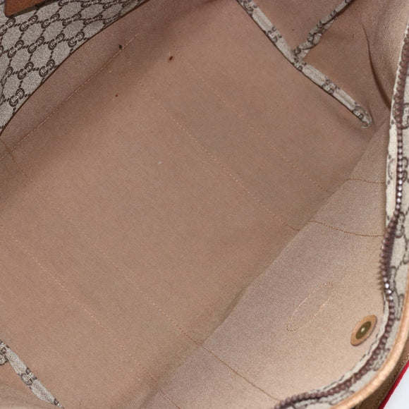 GUCCI GG Plus Supreme Web Sherry Line Tote Bag PVC Beige Gold Auth ep14358