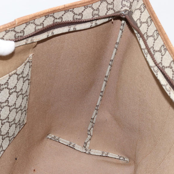 GUCCI GG Plus Supreme Web Sherry Line Tote Bag PVC Beige Gold Auth ep14358