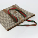 GUCCI GG Plus Supreme Web Sherry Line Tote Bag PVC Beige Gold Auth ep14358-6