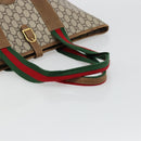 GUCCI GG Plus Supreme Web Sherry Line Tote Bag PVC Beige Gold Auth ep14358-7