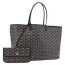 GOYARD Saint Louis PM Tote Bag PVC Canvas Black Silver Auth ep14359SAV-1