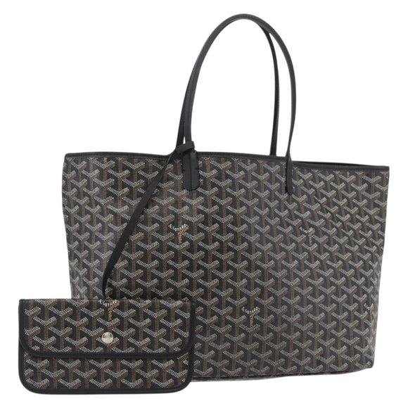 GOYARD Saint Louis PM Tote Bag PVC Canvas Black Silver Auth ep14359SAV