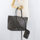 GOYARD Saint Louis PM Tote Bag PVC Canvas Black Silver Auth ep14359SAV-23