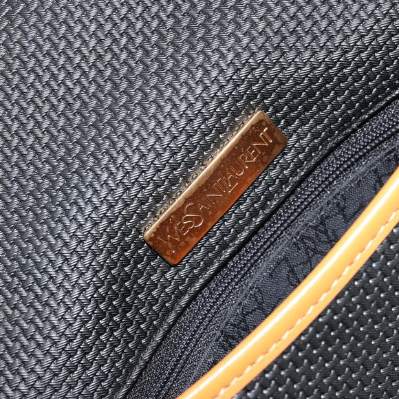 SAINT LAURENT Shoulder Bag PVC Canvas Black Gold Auth ep14368A