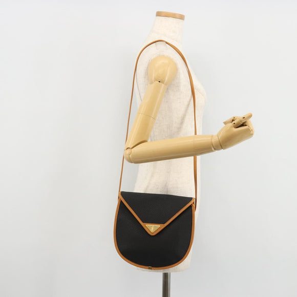 SAINT LAURENT Shoulder Bag PVC Canvas Black Gold Auth ep14368A