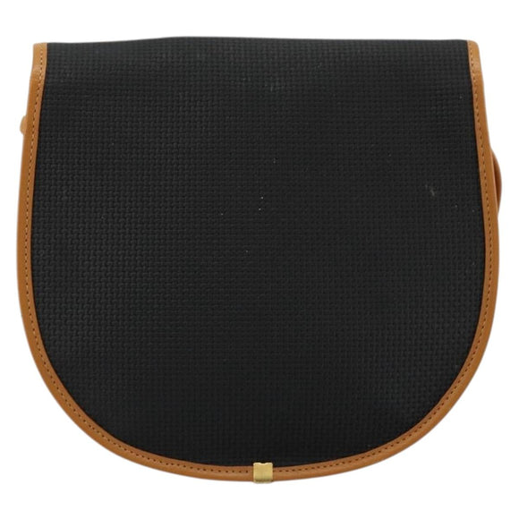 SAINT LAURENT Shoulder Bag PVC Canvas Black Gold Auth ep14368A
