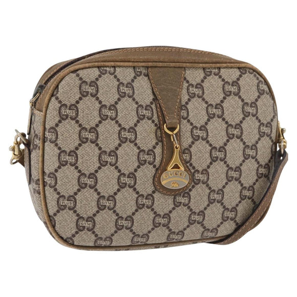 GUCCI GG Supreme Shoulder Bag PVC Beige Gold Auth ep14371