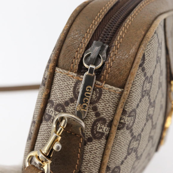 GUCCI GG Supreme Shoulder Bag PVC Beige Gold Auth ep14371