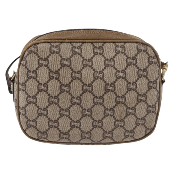 GUCCI GG Supreme Shoulder Bag PVC Beige Gold Auth ep14371