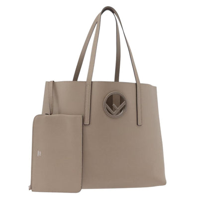 FENDI Tote Bag Leather Gray Silver 8BH348 Auth ep14374A