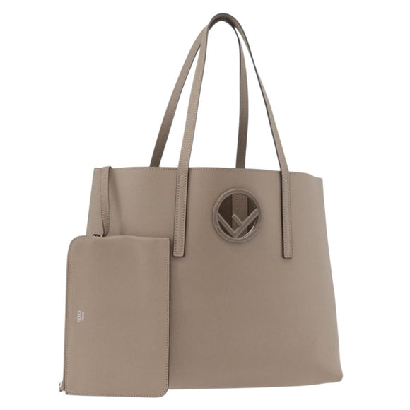 FENDI Tote Bag Leather Gray Silver 8BH348 Auth ep14374A