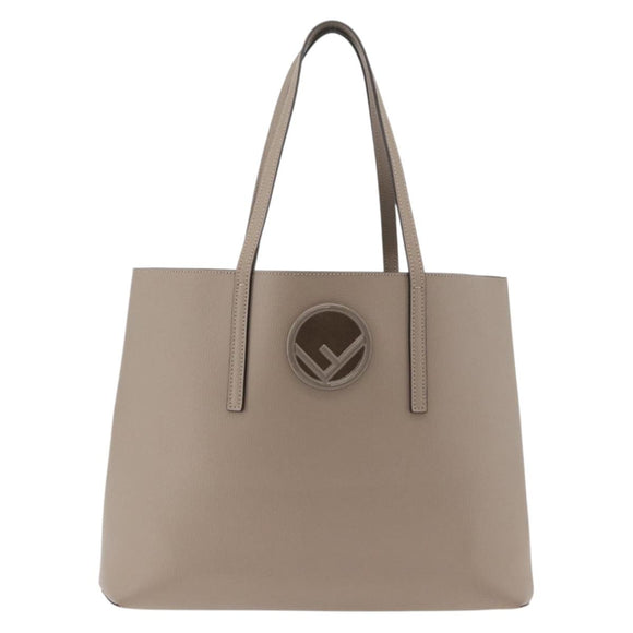 FENDI Tote Bag Leather Gray Silver 8BH348 Auth ep14374A