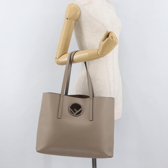 FENDI Tote Bag Leather Gray Silver 8BH348 Auth ep14374A