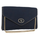 Christian Dior Trotter Canvas Chain Shoulder Bag Navy Gold Auth ep14377-1