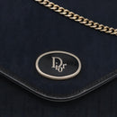 Christian Dior Trotter Canvas Chain Shoulder Bag Navy Gold Auth ep14377-9