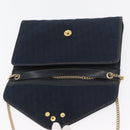 Christian Dior Trotter Canvas Chain Shoulder Bag Navy Gold Auth ep14377-10