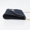 Christian Dior Trotter Canvas Chain Shoulder Bag Navy Gold Auth ep14377-3