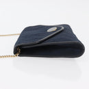 Christian Dior Trotter Canvas Chain Shoulder Bag Navy Gold Auth ep14377-4