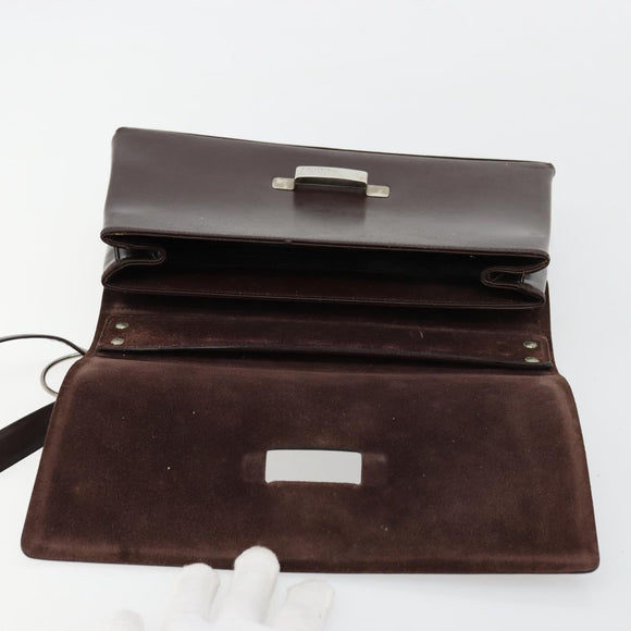 GUCCI Shoulder Bag Patent Leather Brown Silver 001 3444 1746 Auth ep14378