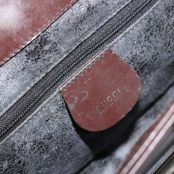 GUCCI Shoulder Bag Patent Leather Brown Silver 001 3444 1746 Auth ep14378