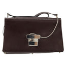 GUCCI Shoulder Bag Patent Leather Brown Silver 001 3444 1746 Auth ep14378-13