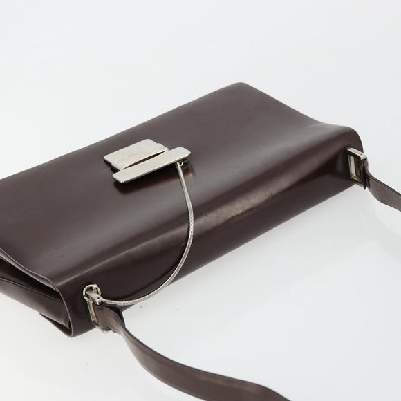 GUCCI Shoulder Bag Patent Leather Brown Silver 001 3444 1746 Auth ep14378