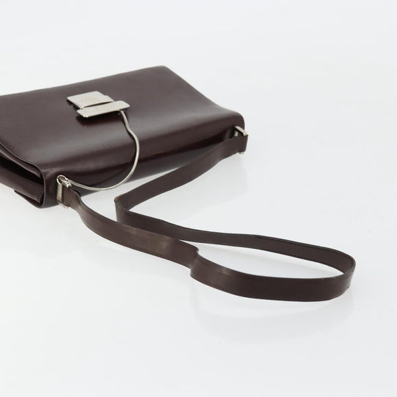 GUCCI Shoulder Bag Patent Leather Brown Silver 001 3444 1746 Auth ep14378