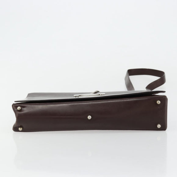 GUCCI Shoulder Bag Patent Leather Brown Silver 001 3444 1746 Auth ep14378