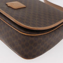 CELINE Macadam Canvas Shoulder Bag PVC Leather Brown Gold Auth ep14380A-11